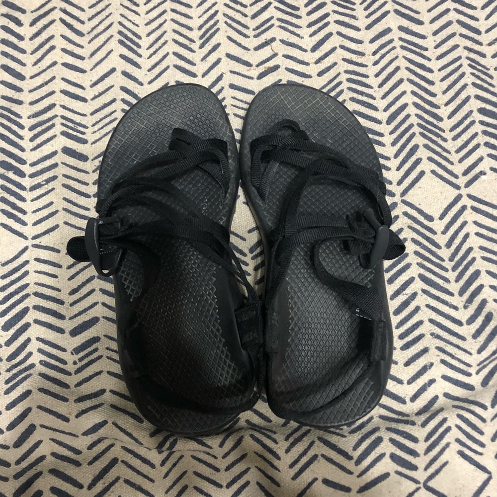 All black chacos in size 7